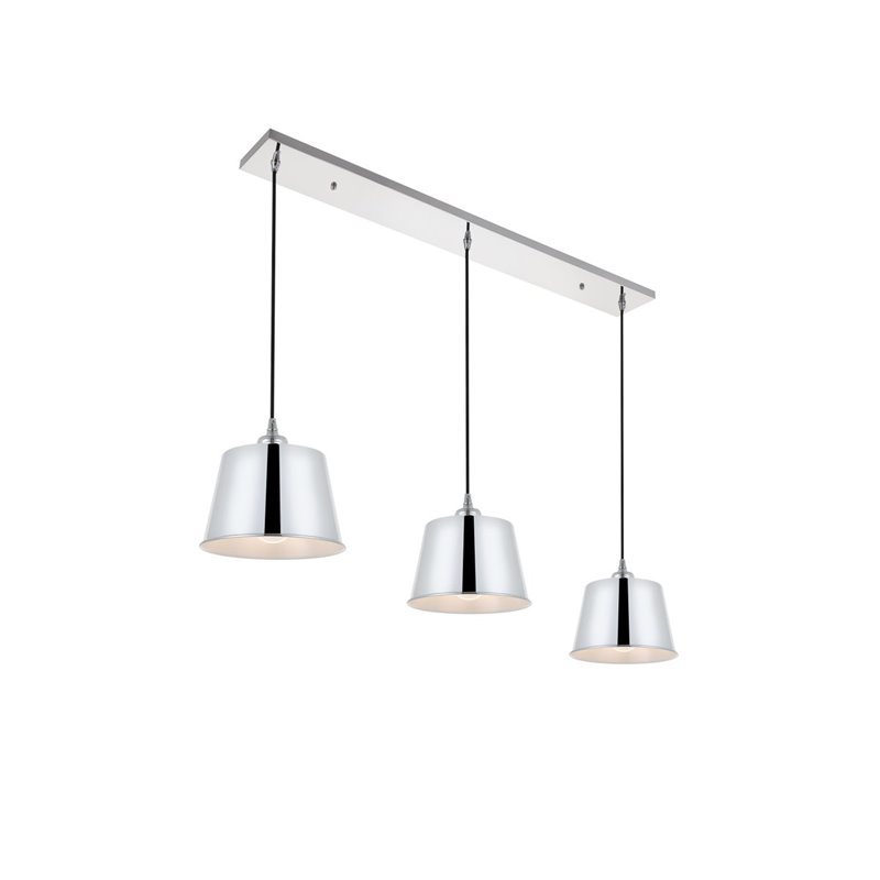 Living District Nota 3-Light Mid-Century Metal Pendant in Chrome