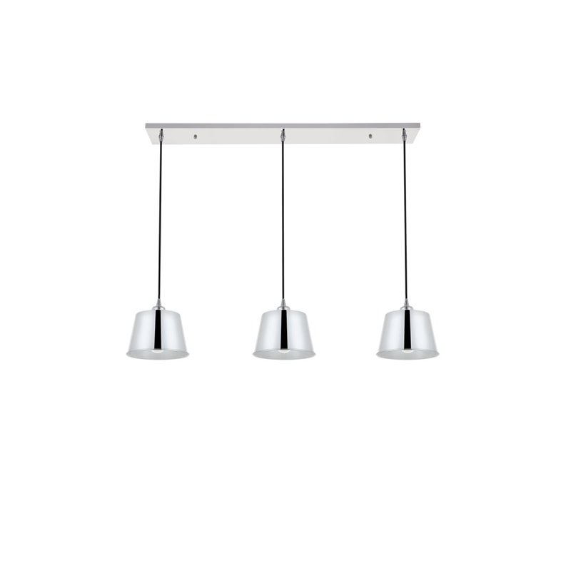 Living District Nota 3-Light Mid-Century Metal Pendant in Chrome