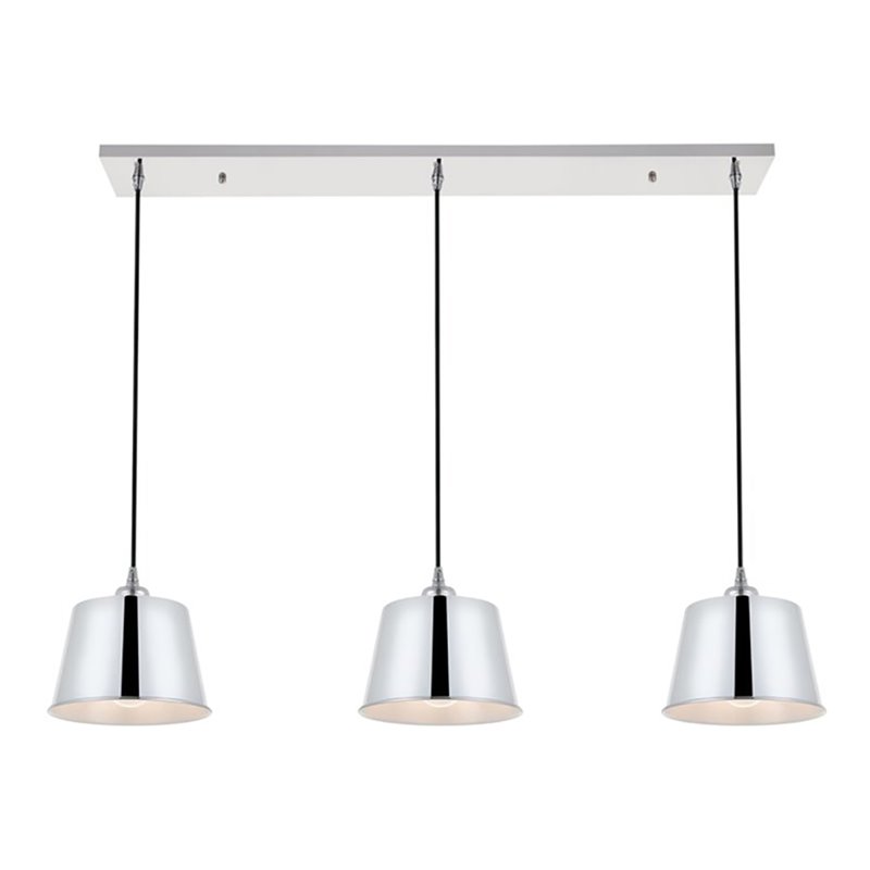 Living District Nota 3-Light Mid-Century Metal Pendant in Chrome