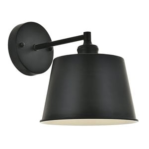 Living District Nota 1-Light Mid-Century Metal Wall Sconce in Black