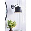 Living District Nota 1-Light Mid-Century Metal Wall Sconce in Black