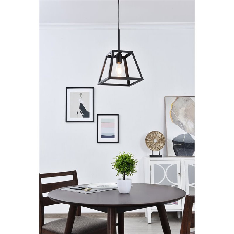 Living District Resolute 1-Light Mid-Century Metal Pendant in Black