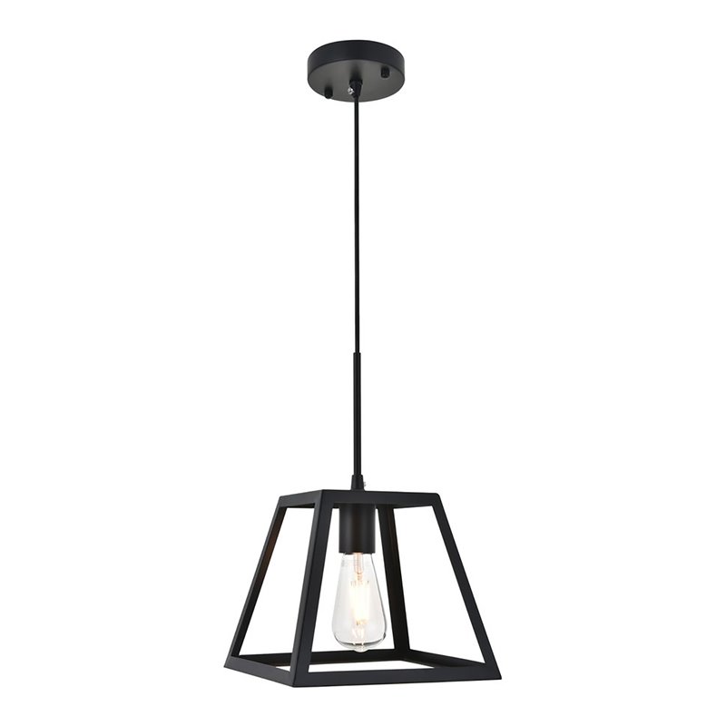 Living District Resolute 1-Light Mid-Century Metal Pendant in Black