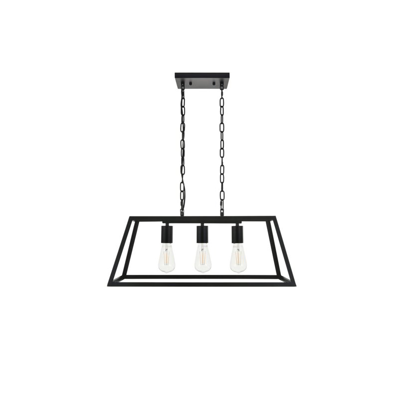 Living District Resolute 3-Light Mid-Century Metal Pendant in Black