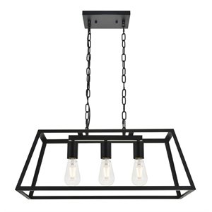 Living District Resolute 3-Light Mid-Century Metal Pendant in Black