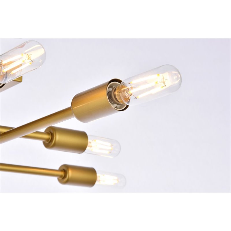 Living District Script 8-Light Mid-Century Metal Flush Mount in Brass