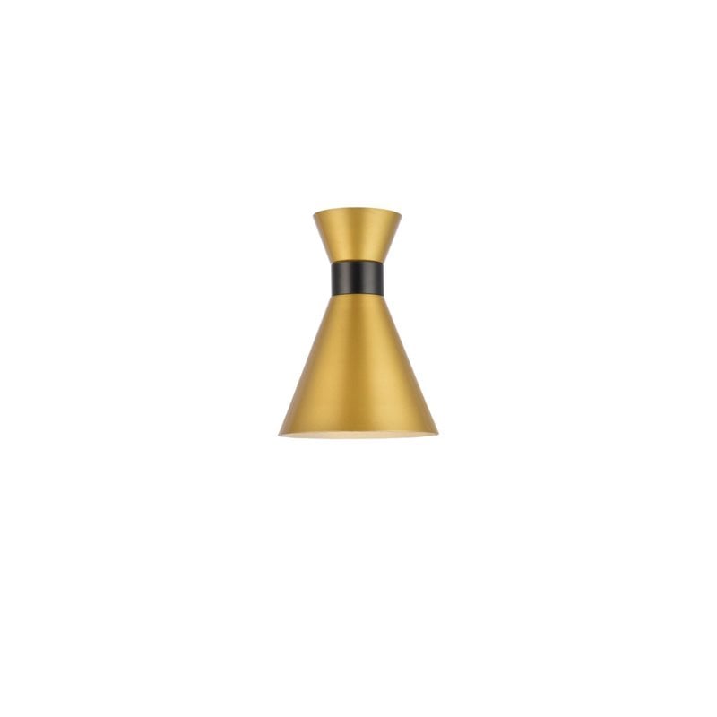 Living District Halycon 1-Light Mid-Century Metal Wall Sconce in Brass and Black