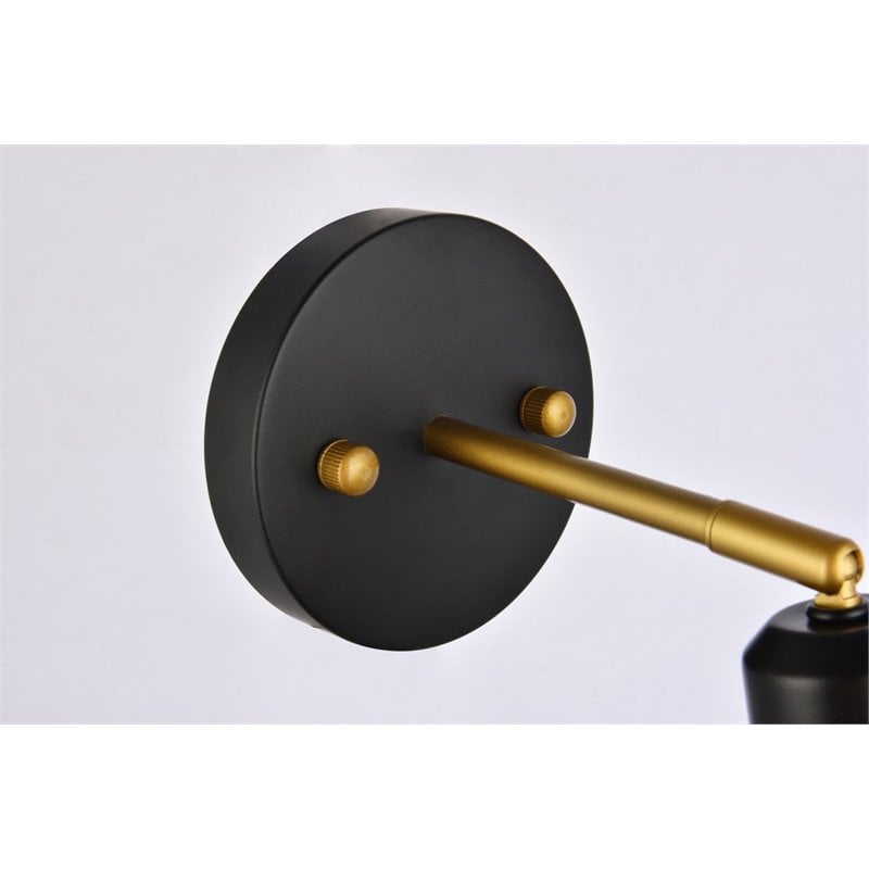 Living District Halycon 1-Light Mid-Century Metal Wall Sconce in Black and Brass