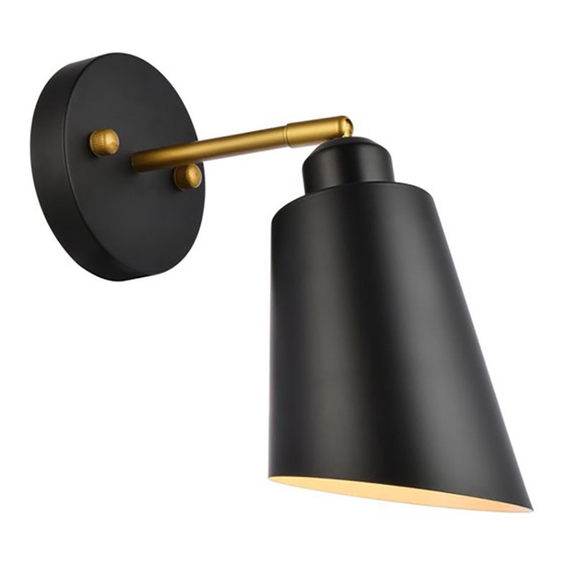 Living District Halycon 1-Light Mid-Century Metal Wall Sconce in Black and Brass