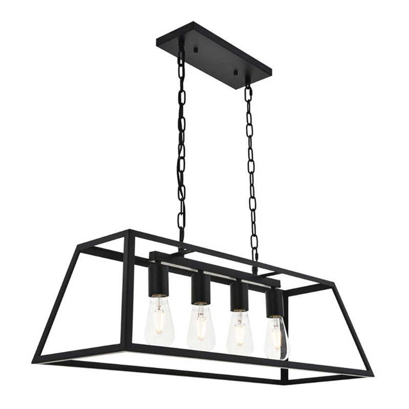 Living District Resolute 4-Light Mid-Century Metal Pendant in Black