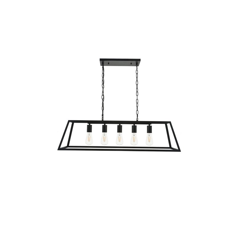 Living District Resolute 5-Light Mid-Century Metal Pendant in Black