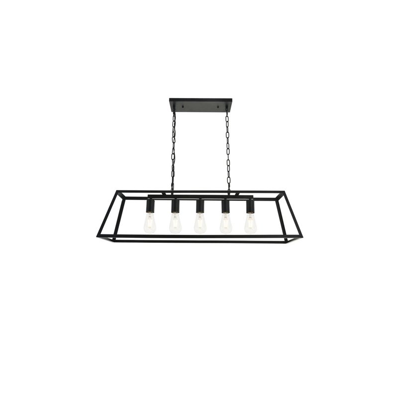 Living District Resolute 5-Light Mid-Century Metal Pendant in Black