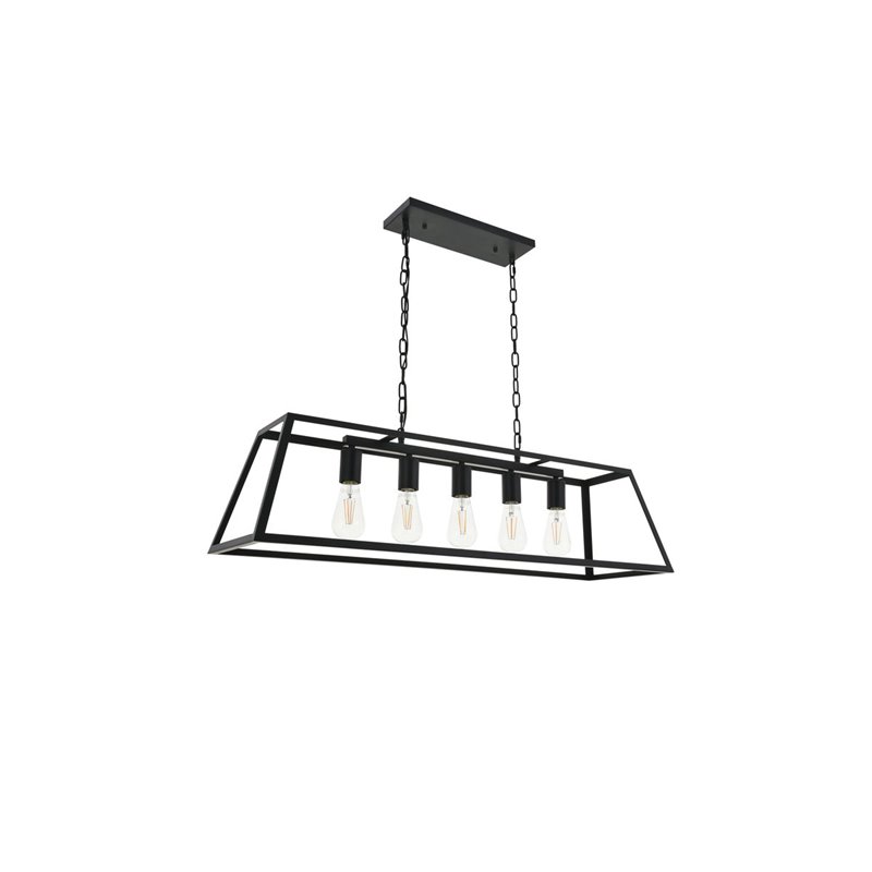 Living District Resolute 5-Light Mid-Century Metal Pendant in Black