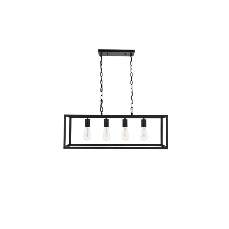 Living District Resolute 4-Light Mid-Century Metal Pendant in Black