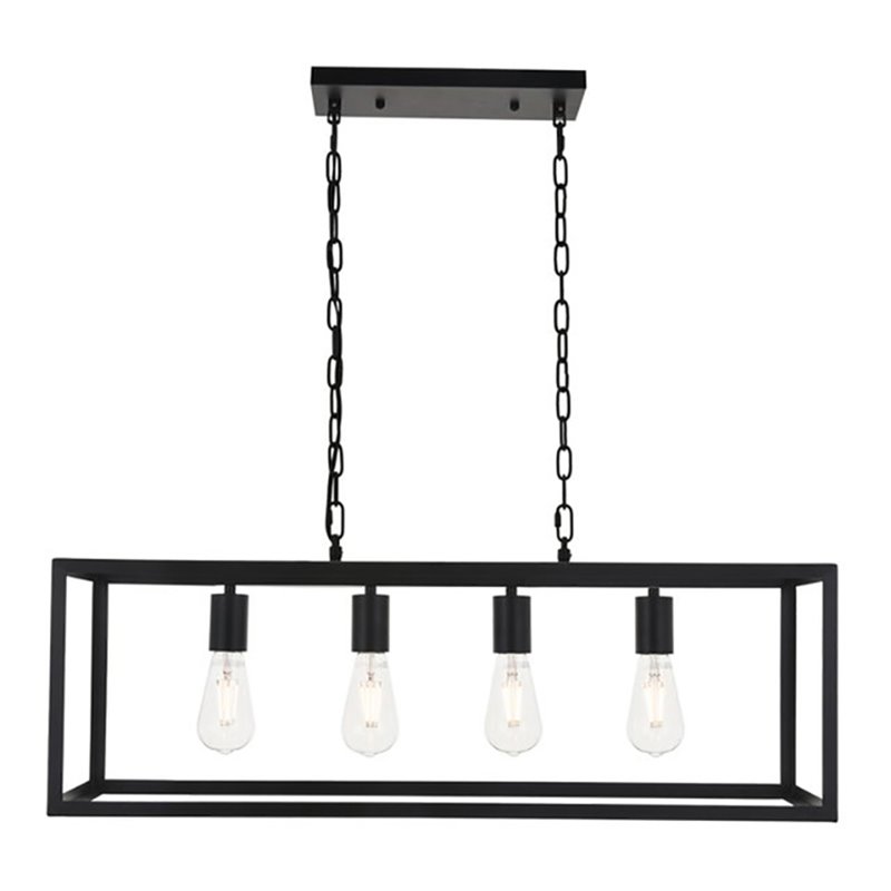 Living District Resolute 4-Light Mid-Century Metal Pendant in Black