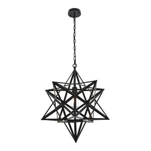 Living District Nocturne 1-Light Mid-Century Metal Pendant in Black