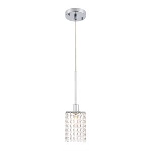 Living District Taylor 1-Light Metal & Crystal Pendant in Chrome/Clear