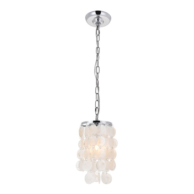 Living District Selene 1-Light Mid-Century Metal Pendant in Chrome/White