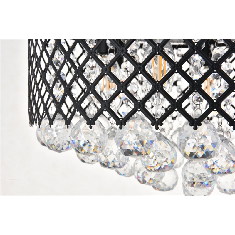 Living District Tully 6-Light Metal & Crystal Flush Mount in Matte Black/Clear