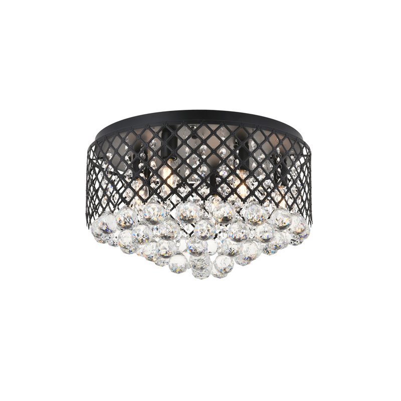 Living District Tully 6-Light Metal & Crystal Flush Mount in Matte Black/Clear
