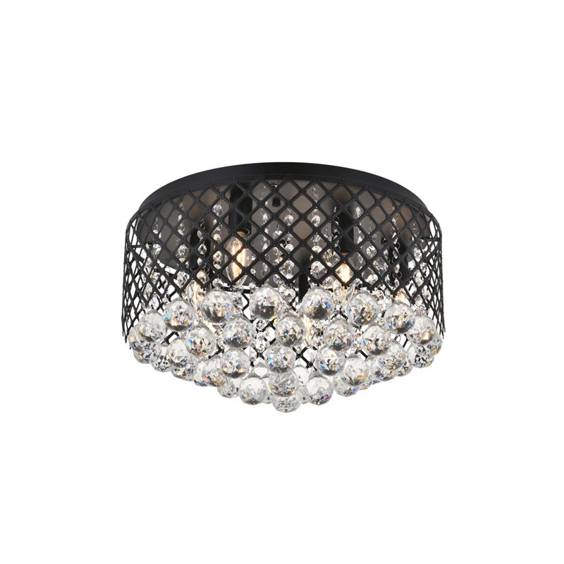 Living District Tully 6-Light Metal & Crystal Flush Mount in Matte Black/Clear