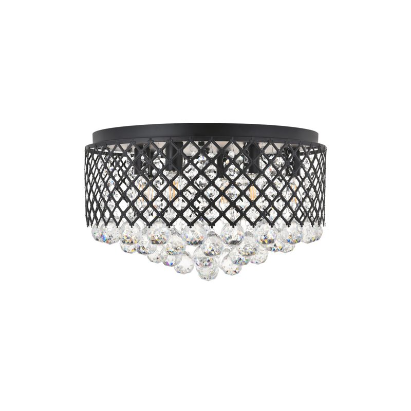 Living District Tully 6-Light Metal & Crystal Flush Mount in Matte Black/Clear