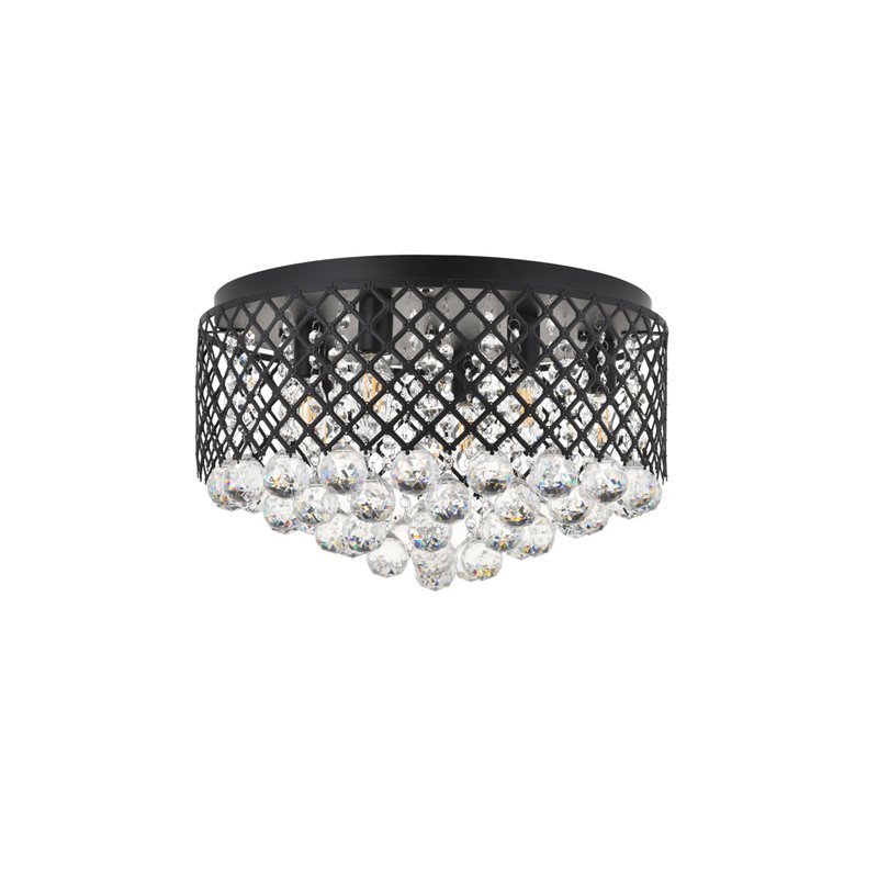 Living District Tully 6-Light Metal & Crystal Flush Mount in Matte Black/Clear