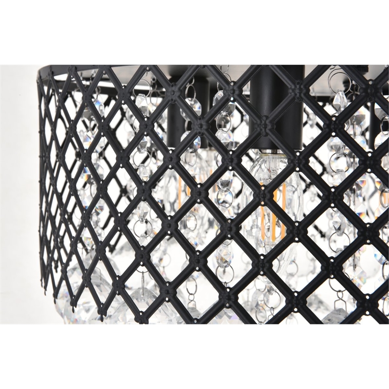 Living District Tully 6-Light Metal & Crystal Flush Mount in Matte Black/Clear