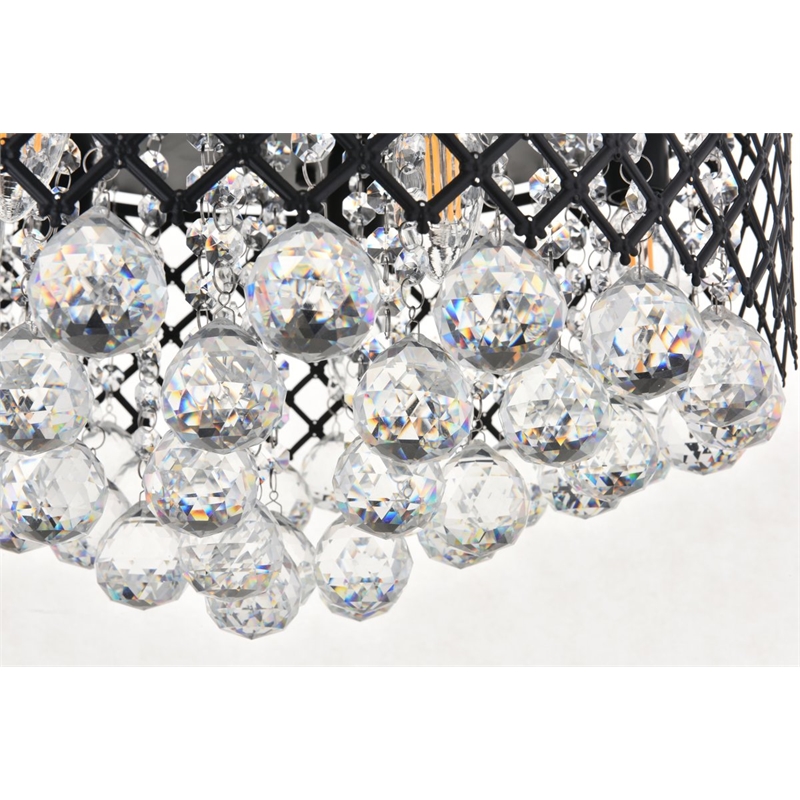 Living District Tully 6-Light Metal & Crystal Flush Mount in Matte Black/Clear