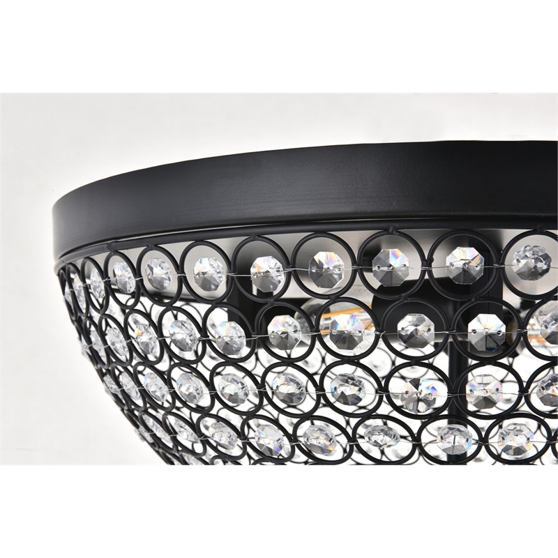Living District Taye 4-Light Metal & Crystal Flush Mount in Matte Black/Clear