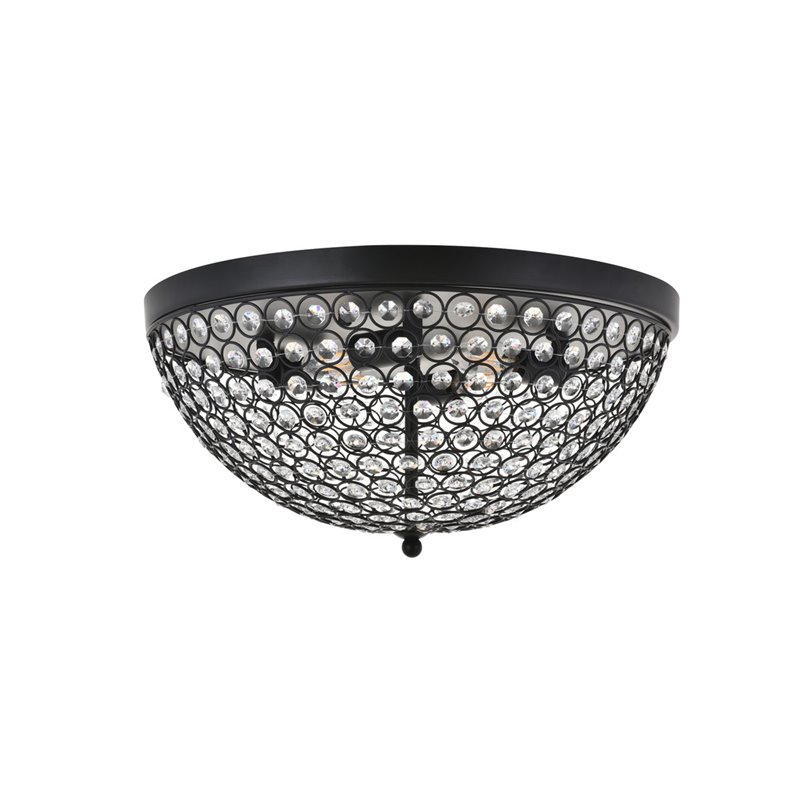 Living District Taye 4-Light Metal & Crystal Flush Mount in Matte Black/Clear