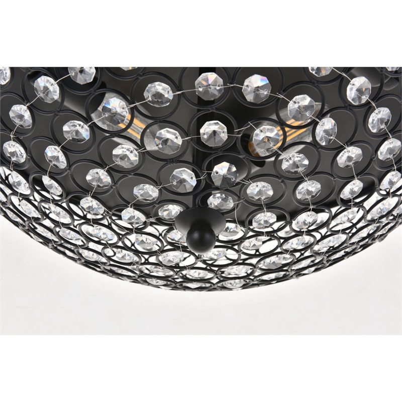 Living District Taye 4-Light Metal & Crystal Flush Mount in Matte Black/Clear