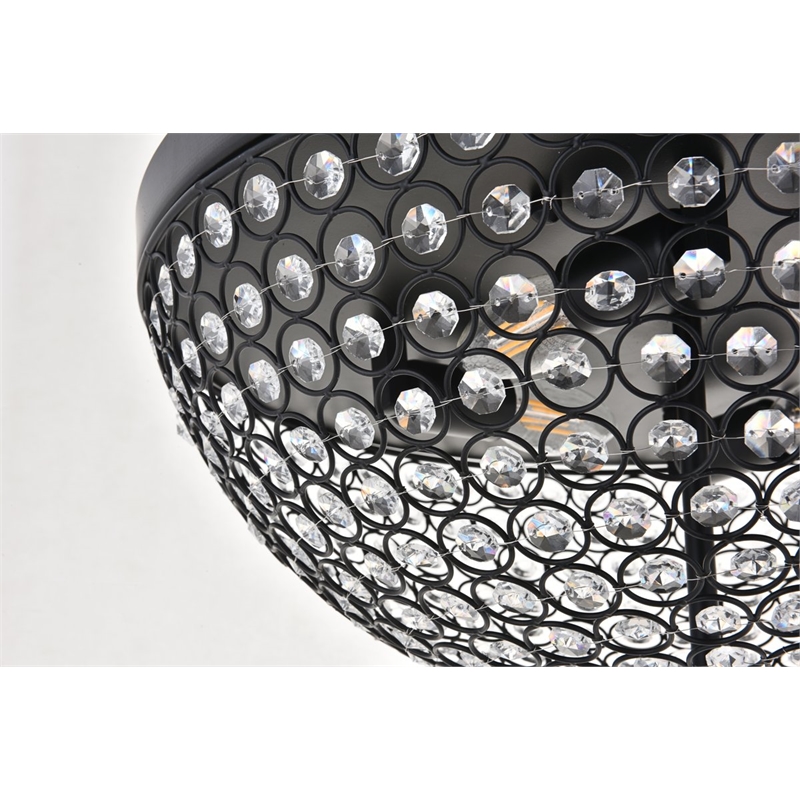 Living District Taye 4-Light Metal & Crystal Flush Mount in Matte Black/Clear