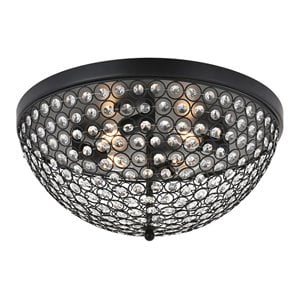 Living District Taye 4-Light Metal & Crystal Flush Mount in Matte Black/Clear