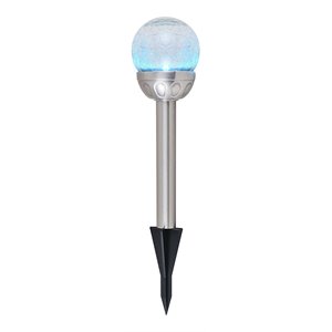 Living District Allium 4-Pack Glass Outdoor LED Pathway Light in Silver