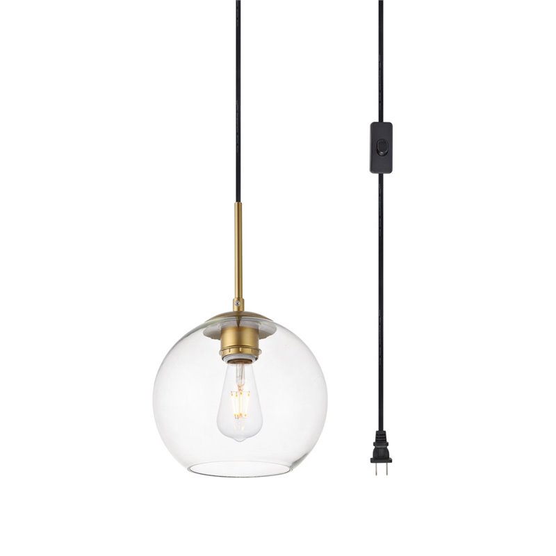 Living District Baxter 1-Light Mid-Century Metal Pendant in Brass
