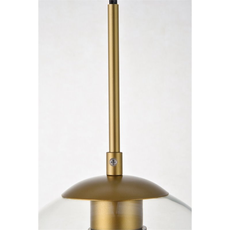 Living District Baxter 1-Light Mid-Century Metal Pendant in Brass