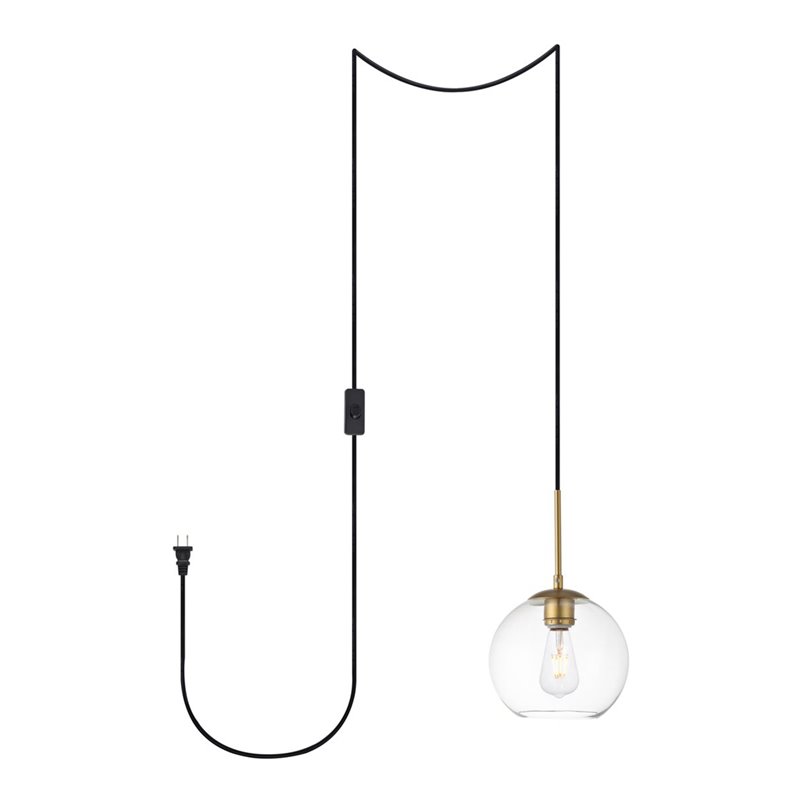 Living District Baxter 1-Light Mid-Century Metal Pendant in Brass