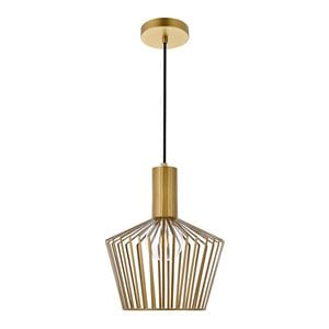 Living District Ronnie 1-Light Modern Metal Pendant in Brass