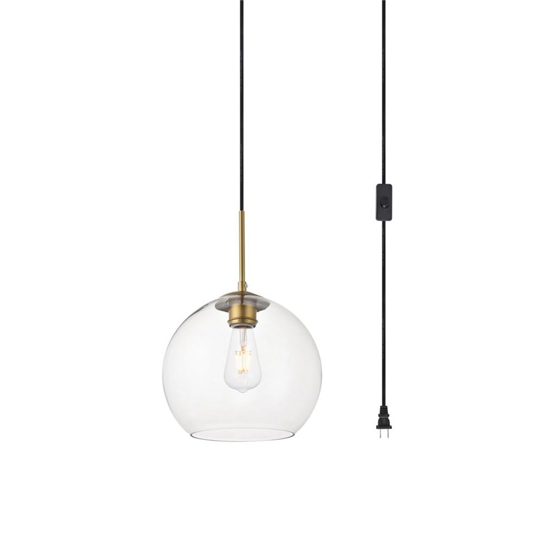 Living District Baxter 1-Light Mid-Century Metal Pendant in Brass Finish