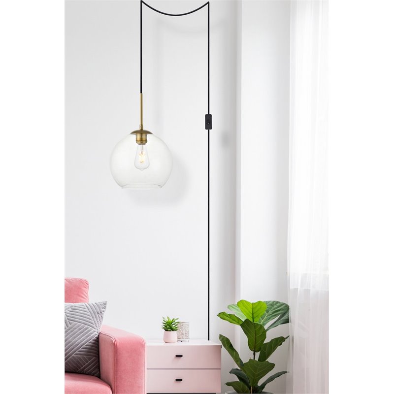 Living District Baxter 1-Light Mid-Century Metal Pendant in Brass Finish