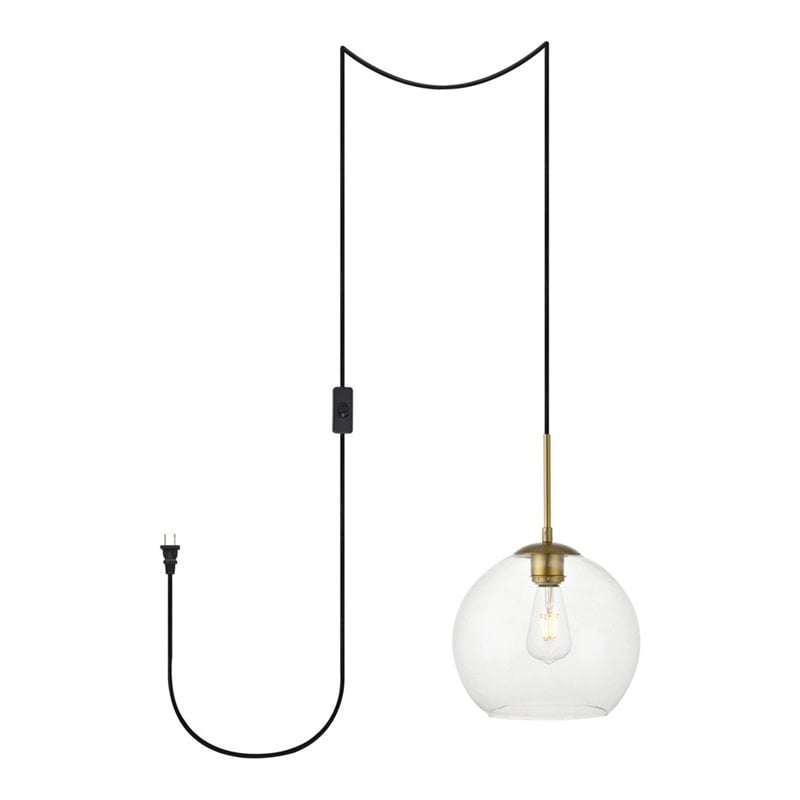 Living District Baxter 1-Light Mid-Century Metal Pendant in Brass Finish