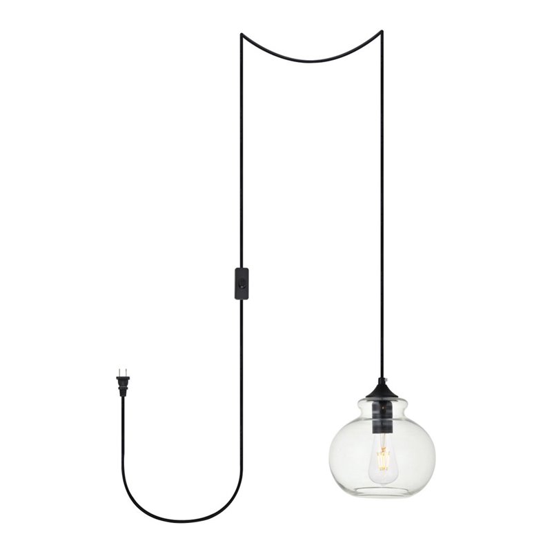 Living District Destry 1-Light Mid-Century Metal Pendant in Black