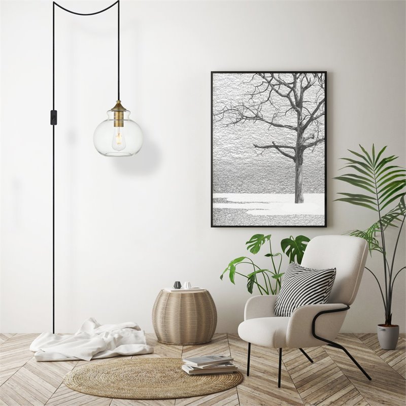 Living District Destry 1-Light Mid-Century Metal Pendant - Brass Finish