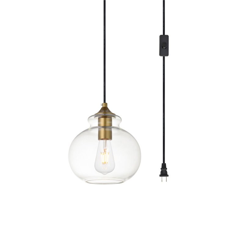 Living District Destry 1-Light Mid-Century Metal Pendant - Brass Finish