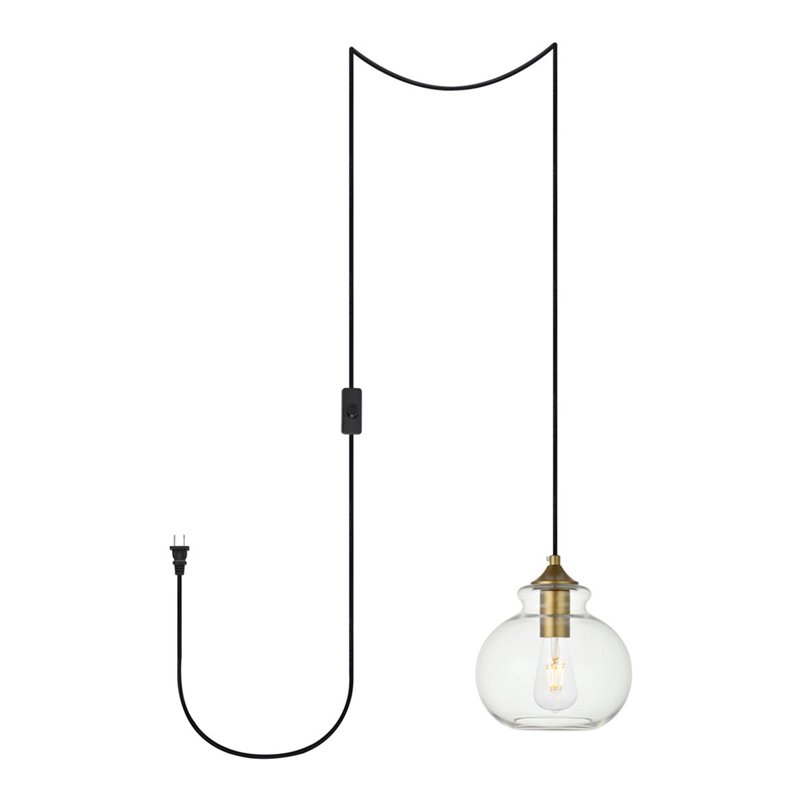 Living District Destry 1-Light Mid-Century Metal Pendant - Brass Finish