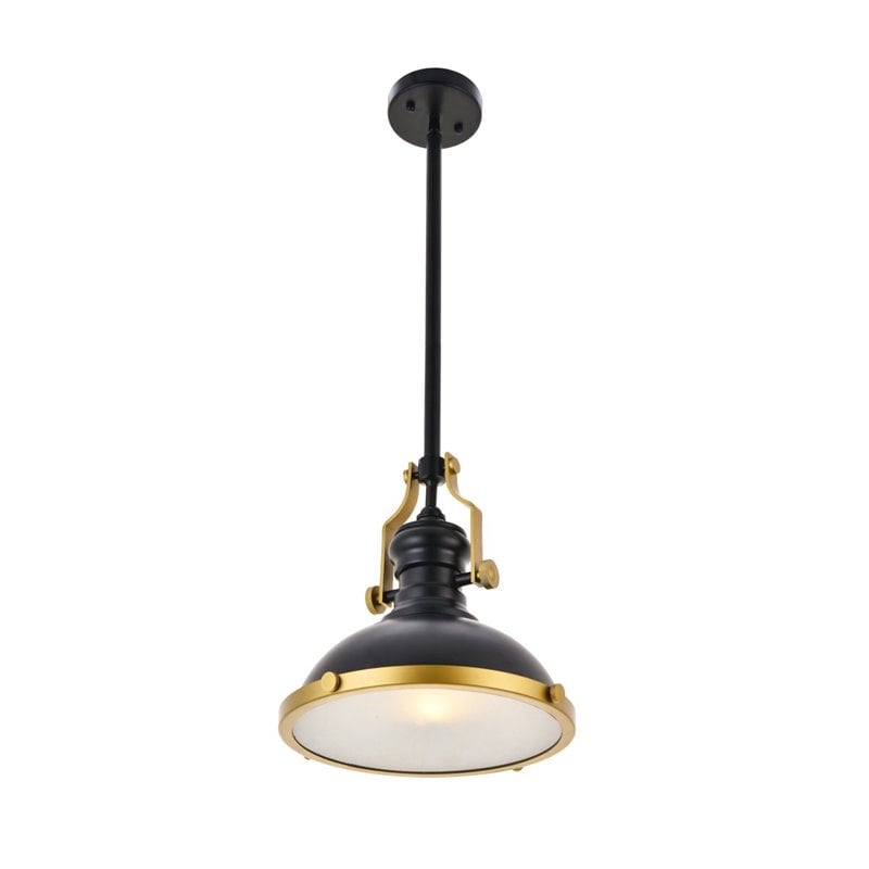 Living District Eamon 1-Light Modern Metal Pendant in Matte Black