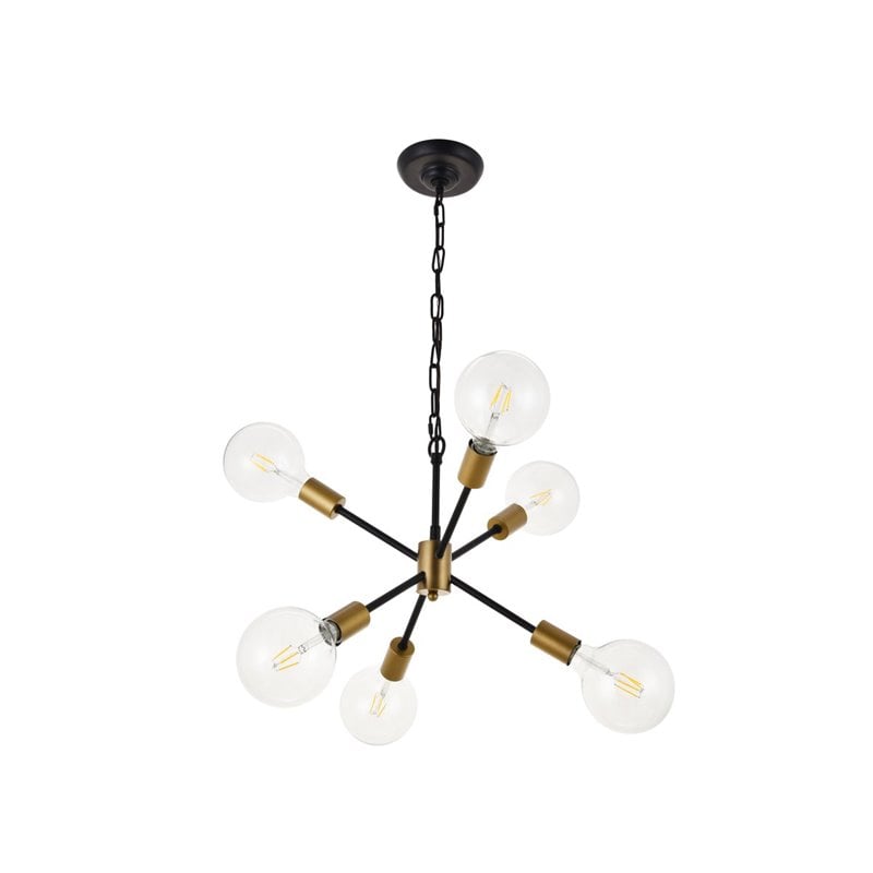 Living District Nolan 6-Light Modern Metal Pendant in Matte Black