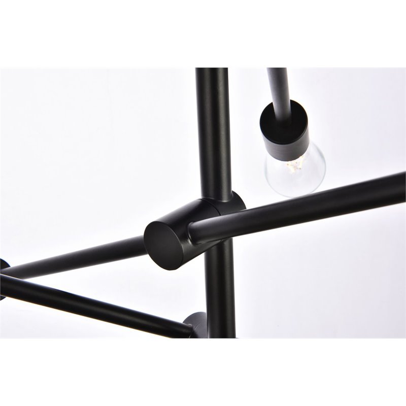 Living District Axel 6-Light Mid-Century Metal Pendant in Black