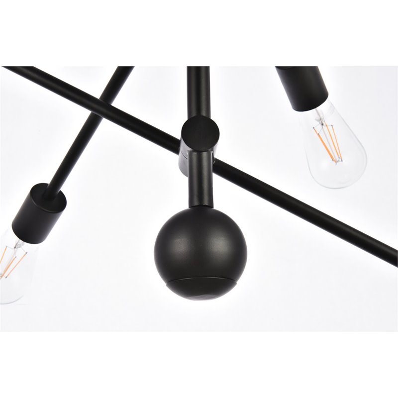 Living District Axel 6-Light Mid-Century Metal Pendant in Black